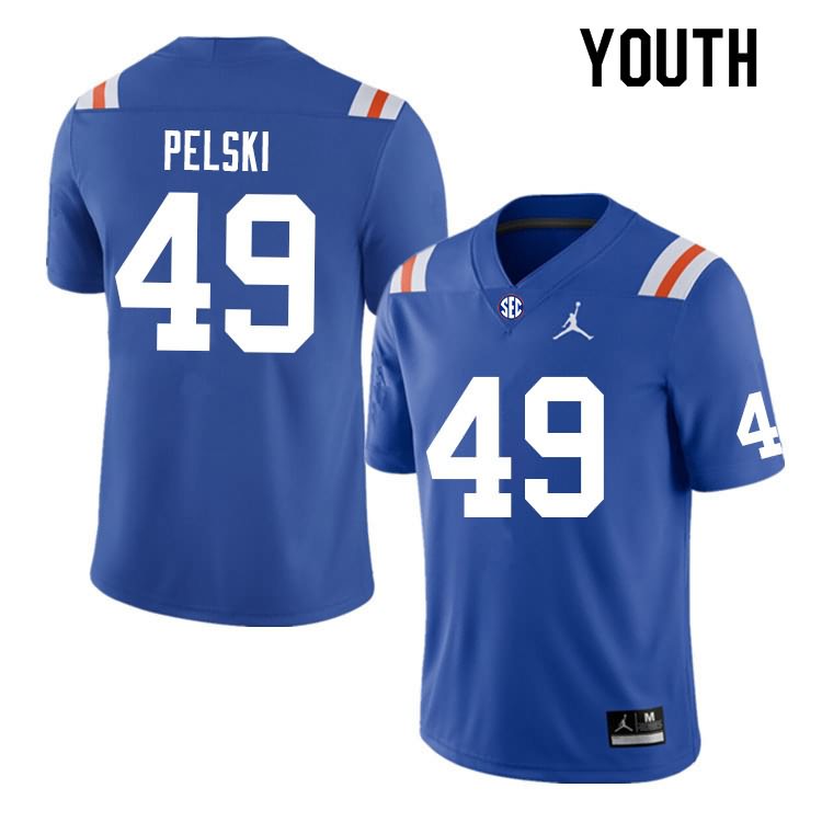 Youth NCAA Florida Gators Preston Pelski #49 Stitched Authentic Nike Blue Throwback College Football Jersey XZB4765XH